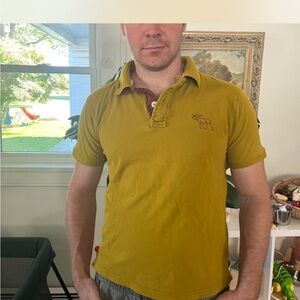 Vintage Men's Large Abercombie & Fitch Mustard Polo Shirt